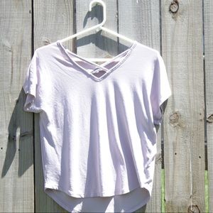 V-neck pink shirt